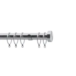 28mm Stud Fixed Metal Curtain Pole Satin Silver