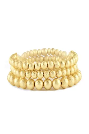 3 Row Textured Metal Ball Bracelet