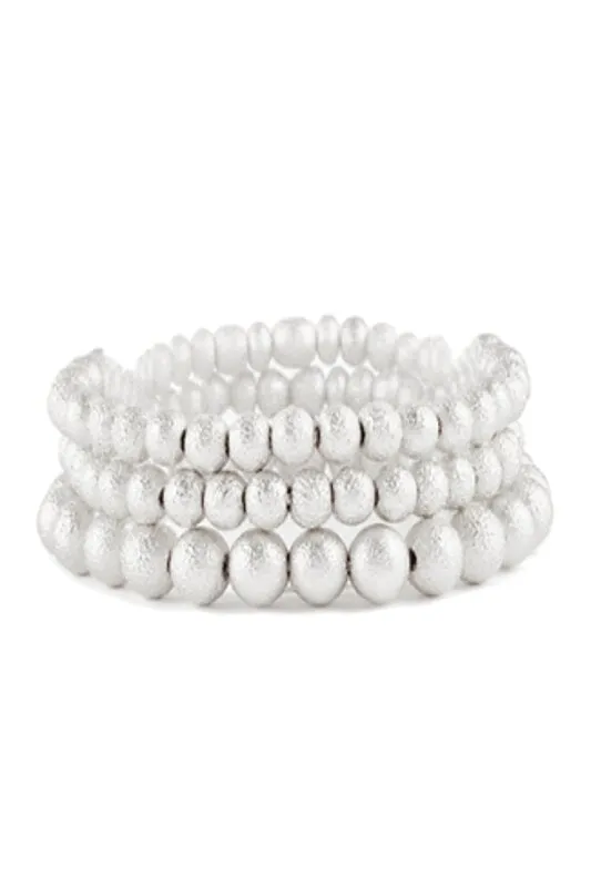 3 Row Textured Metal Ball Bracelet