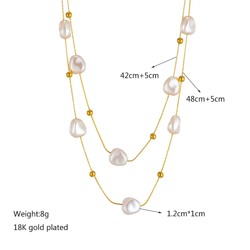 316L Stainless Steel 2in1 Large Pearl Pendant Necklace For Women