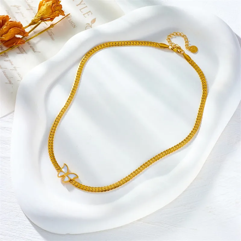 316L Stainless Steel Butterfly Choker Necklace For Women