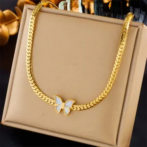 316L Stainless Steel Butterfly Choker Necklace For Women
