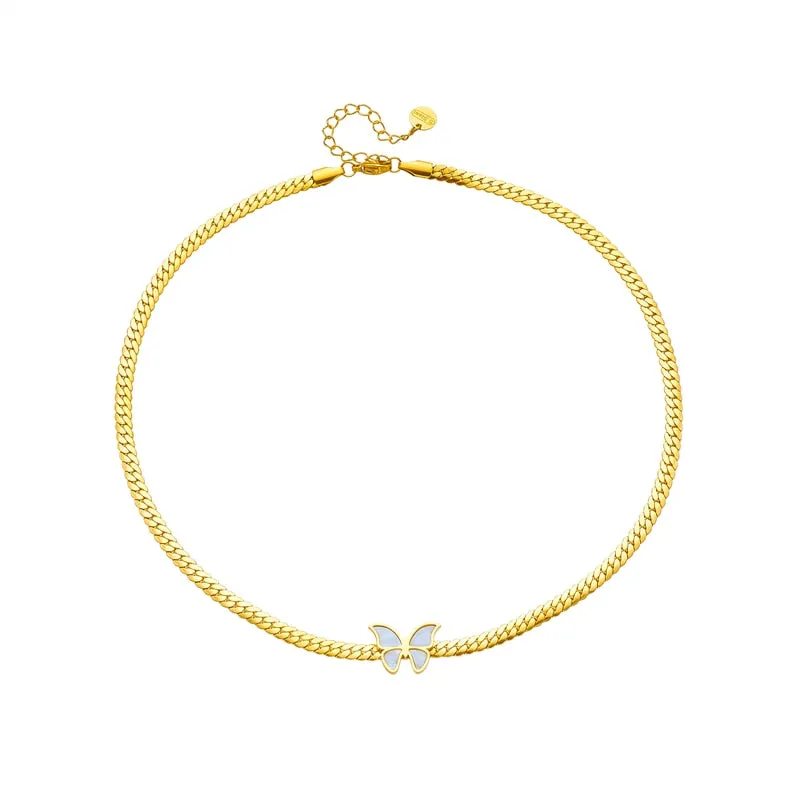 316L Stainless Steel Butterfly Choker Necklace For Women