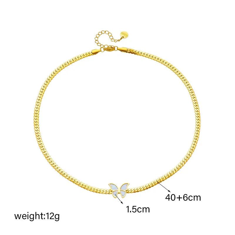 316L Stainless Steel Butterfly Choker Necklace For Women