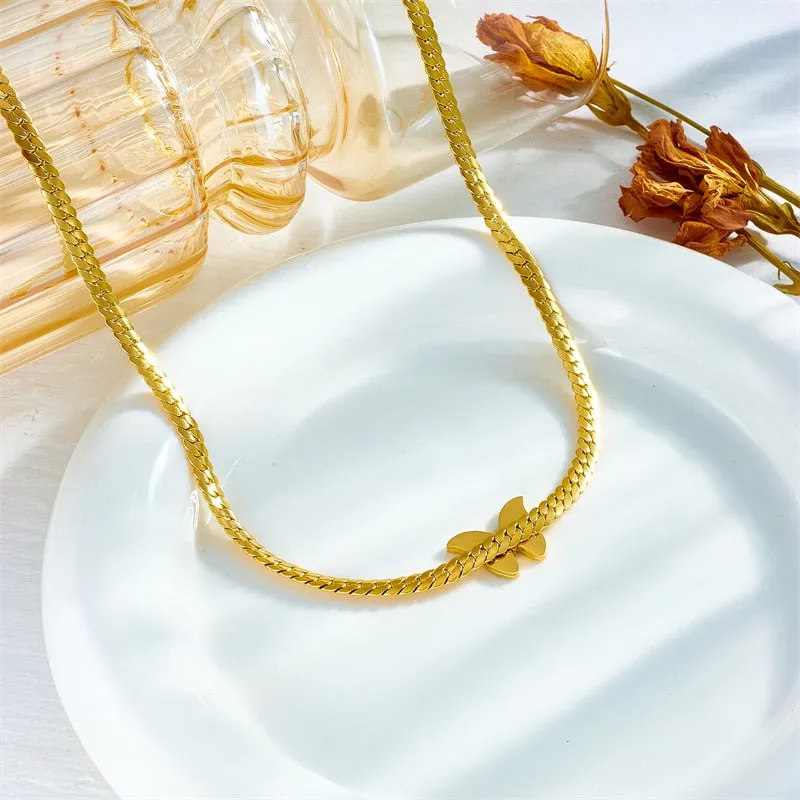 316L Stainless Steel Butterfly Choker Necklace For Women