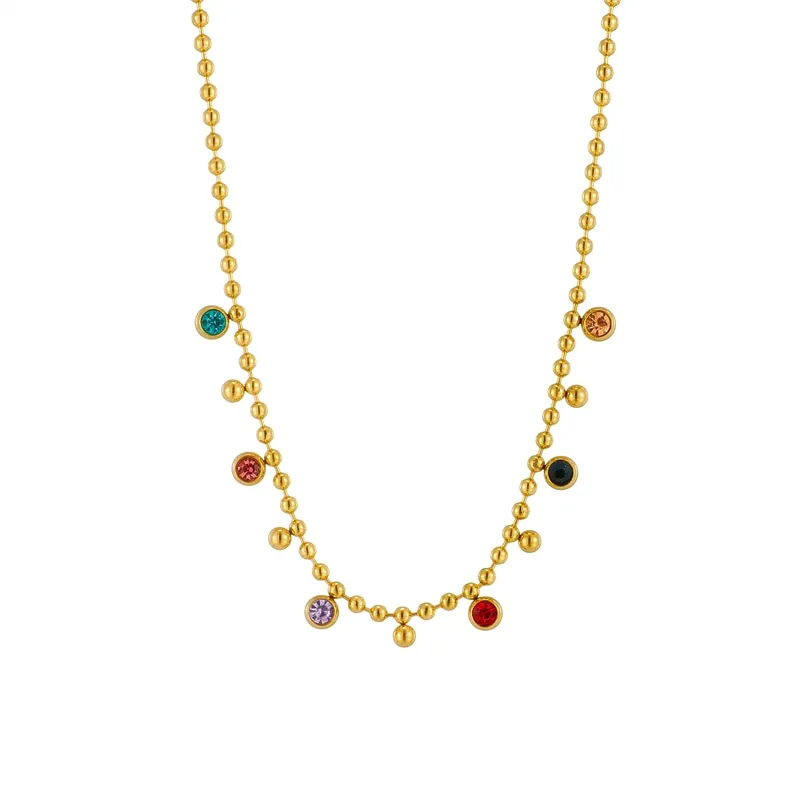 316L Stainless Steel Multicolor Crystal Zircon Necklace For Women