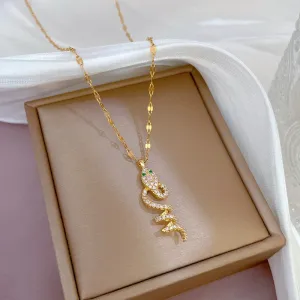 316L Stainless Steel Snake Pendant Necklace For Women