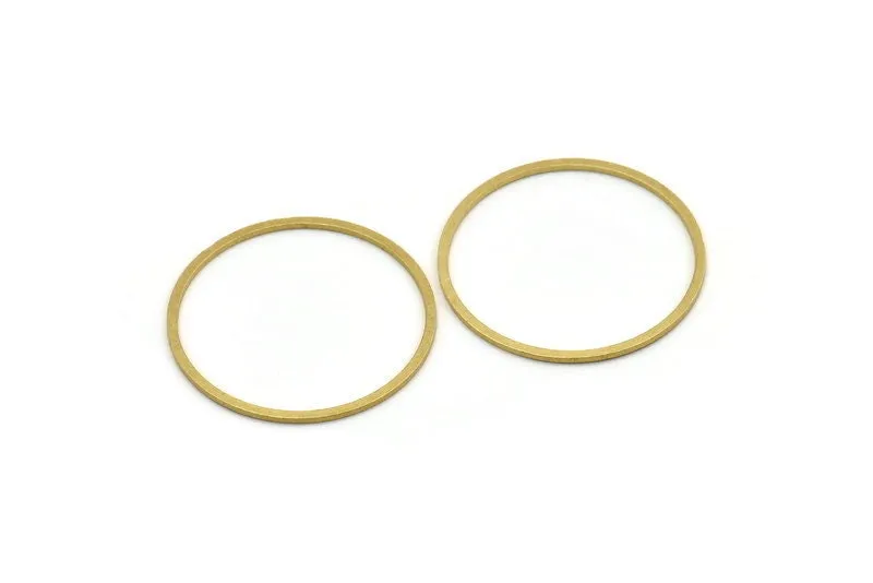 36mm Circle Connectors - 12 Raw Brass Circle Connectors (36x1.4x1mm) A6780