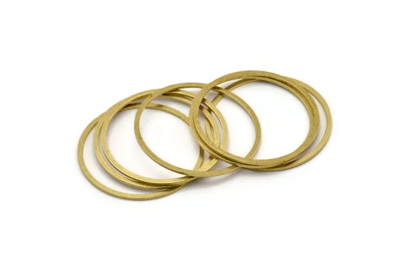 36mm Circle Connectors - 12 Raw Brass Circle Connectors (36x1.4x1mm) A6780