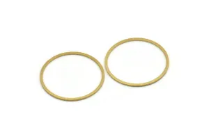36mm Circle Connectors - 12 Raw Brass Circle Connectors (36x1.4x1mm) A6780