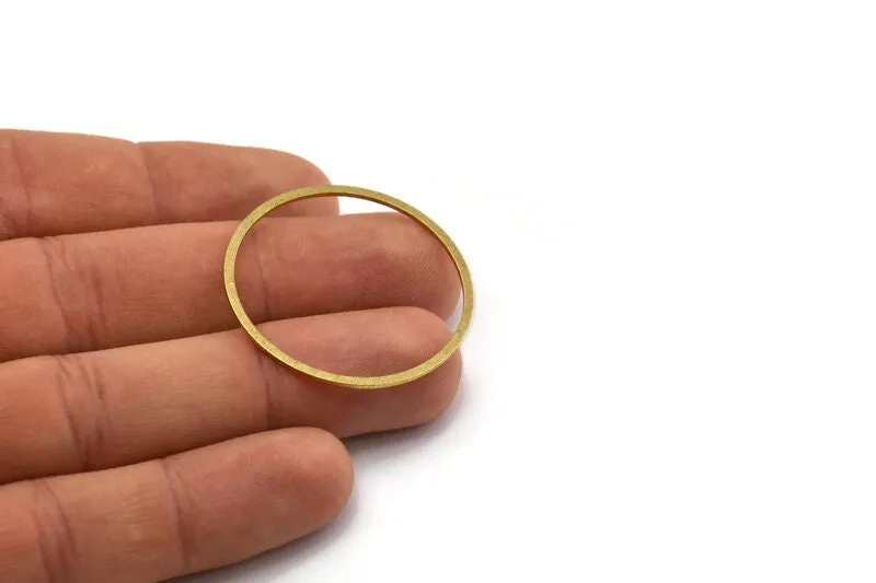 36mm Circle Connectors - 12 Raw Brass Circle Connectors (36x1.4x1mm) A6780