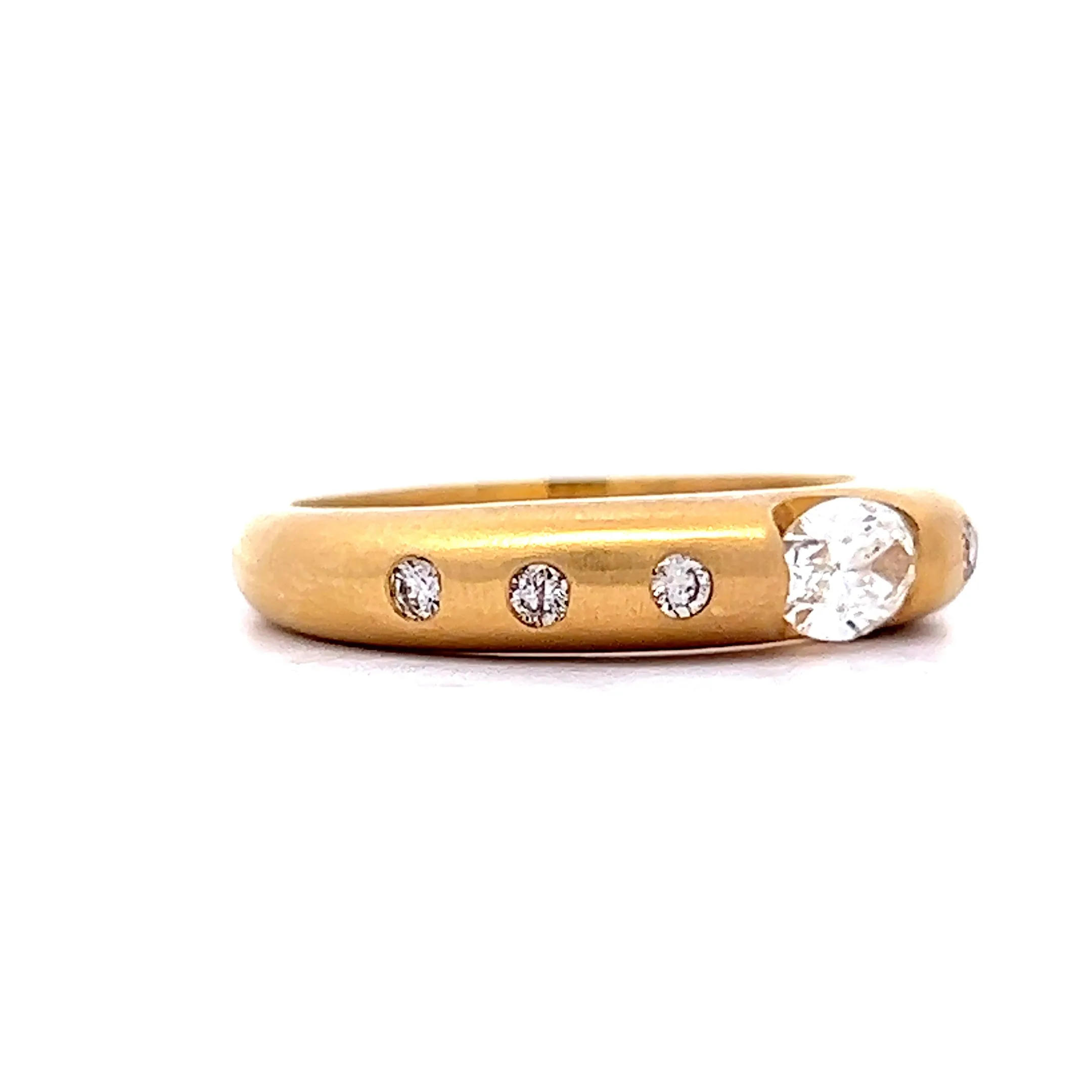 .39 Flush Set Oval Diamond Engagement Ring in 18k Yellow Gold