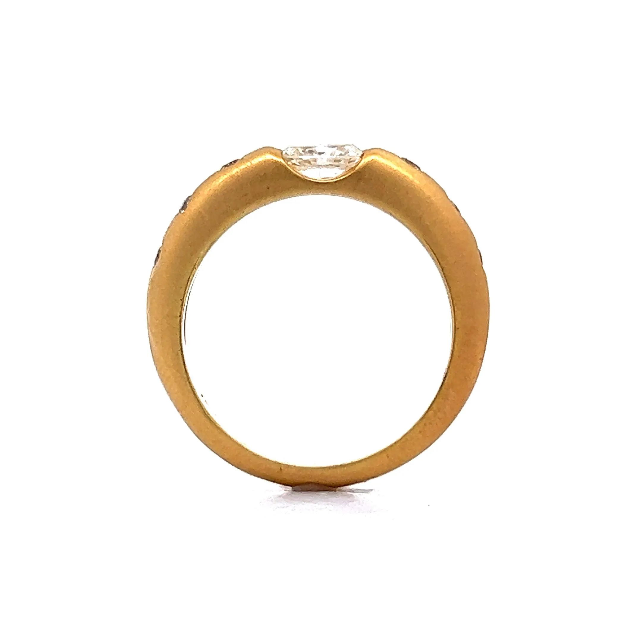 .39 Flush Set Oval Diamond Engagement Ring in 18k Yellow Gold