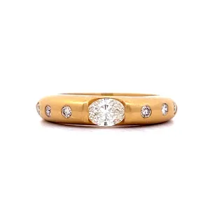 .39 Flush Set Oval Diamond Engagement Ring in 18k Yellow Gold