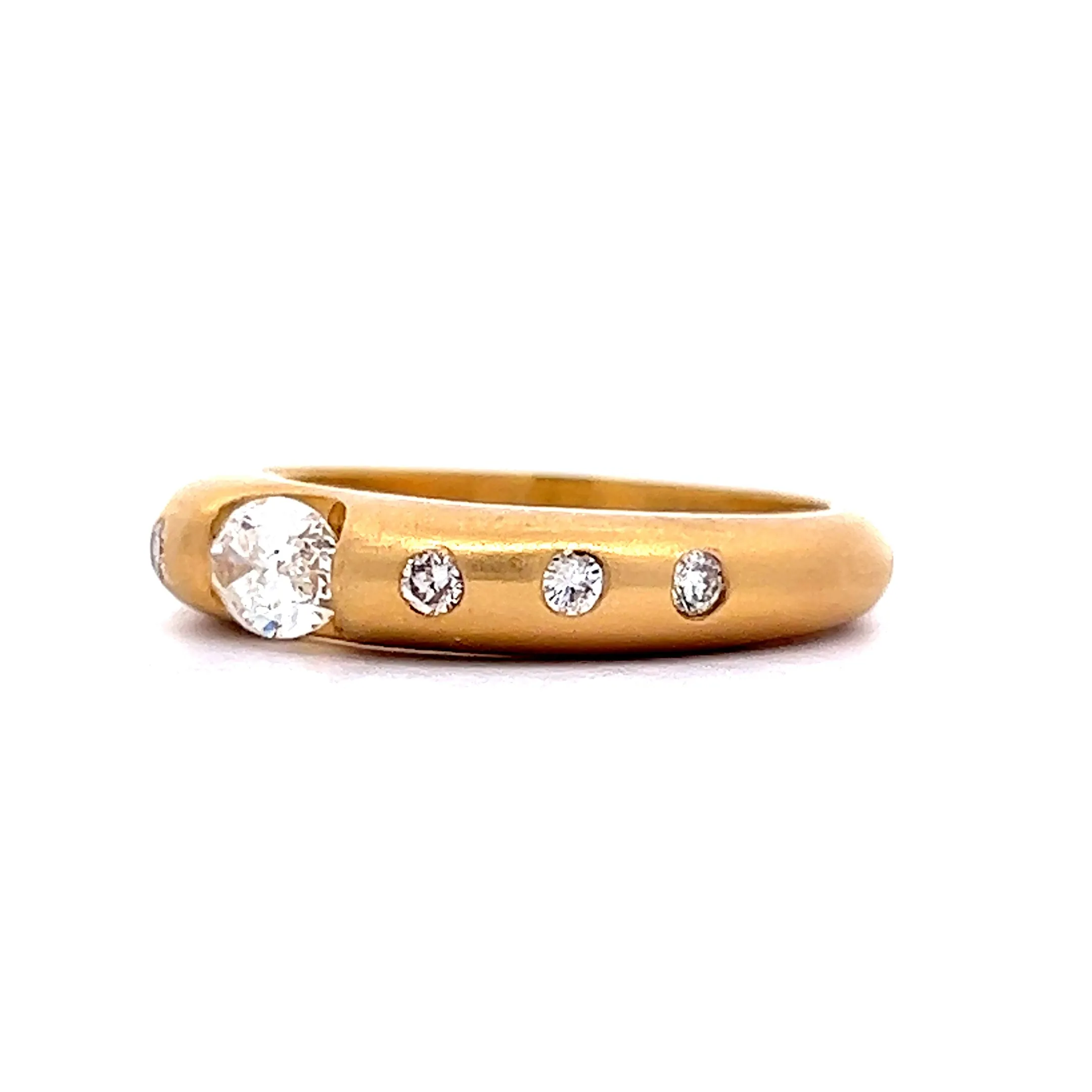 .39 Flush Set Oval Diamond Engagement Ring in 18k Yellow Gold