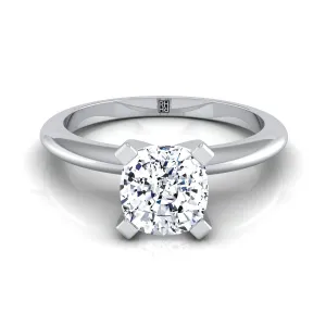 4 Prong Diamond Solitaire Engagement Ring With Petite Modern Knife Edge Shank For 1.50 Carat Cushion Cut H Color Vvs1 Clarity Ags-0 In Platinum