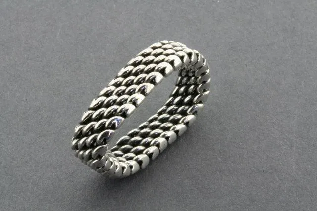 4 Row Sterling Silver Woven Mesh Ring