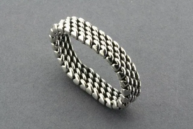 4 Row Sterling Silver Woven Mesh Ring