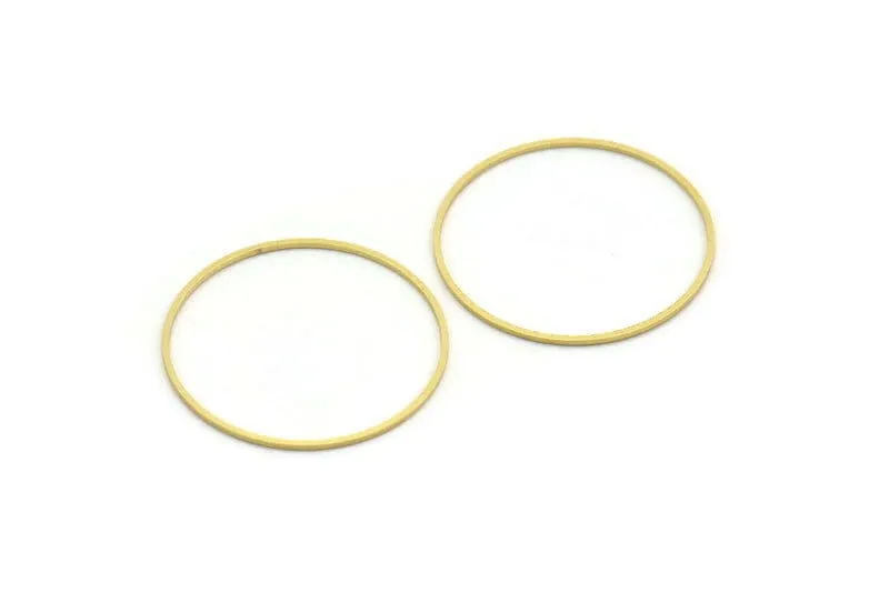 40mm Circle Connectors - 12 Raw Brass Circle Connectors (40x1x1mm) A6093