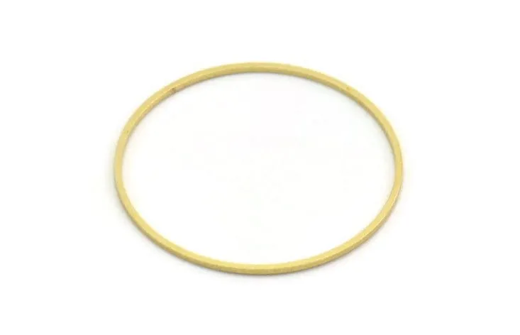 40mm Circle Connectors - 12 Raw Brass Circle Connectors (40x1x1mm) A6093