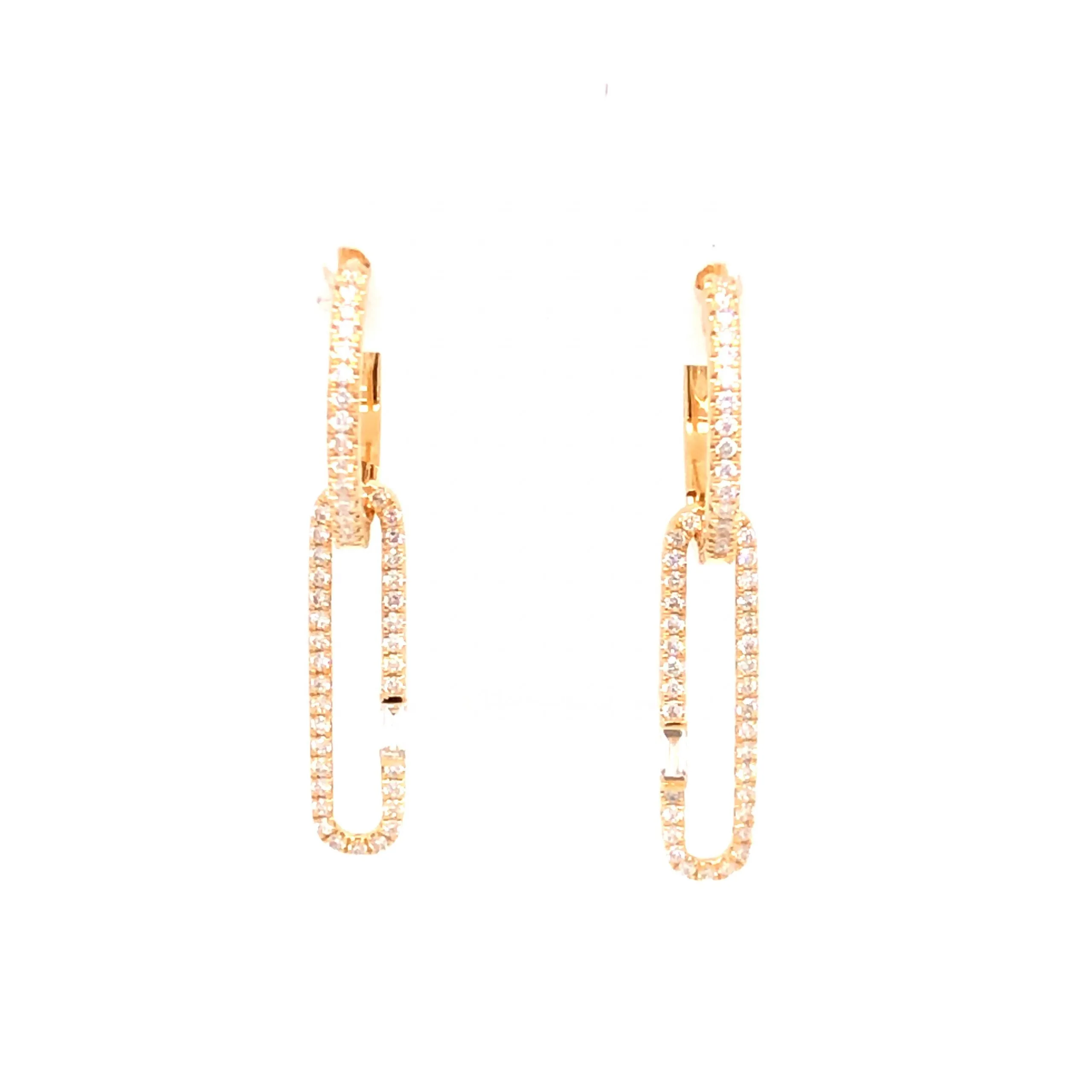 .46 Pave Diamond Drop Earrings in 18k Yellow Gold