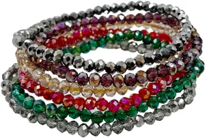 5 Pcs Crystal Bracelets for Women Stackable Layering Stretch Bracelets Glass Bead Bracelet Boho Bracelet Set