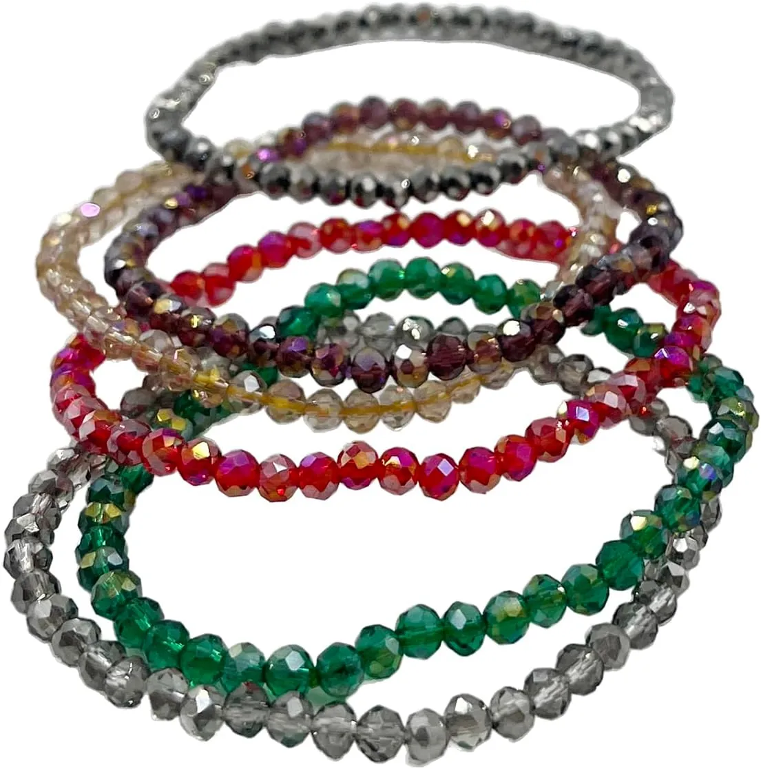 5 Pcs Crystal Bracelets for Women Stackable Layering Stretch Bracelets Glass Bead Bracelet Boho Bracelet Set
