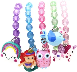 5pc Mermaid Bracelet, Unicorn Jewelry, Little Girl Animal Bracelets, Teens Kids Owl Pendant Beaded Bracelet Girl Party Favor Pretend Play Jewelry