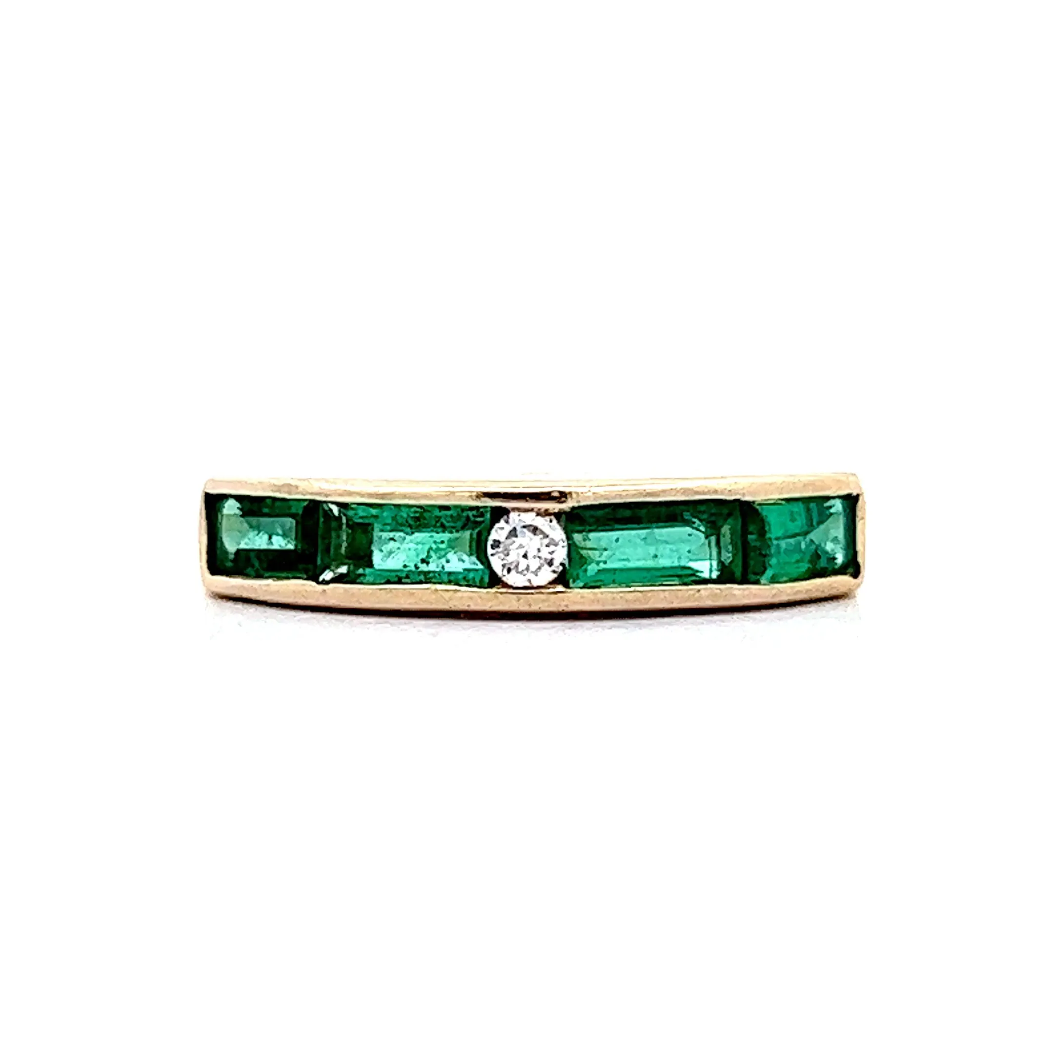 .80 Emerald & Diamond Stacking Band in 18k Yellow Gold