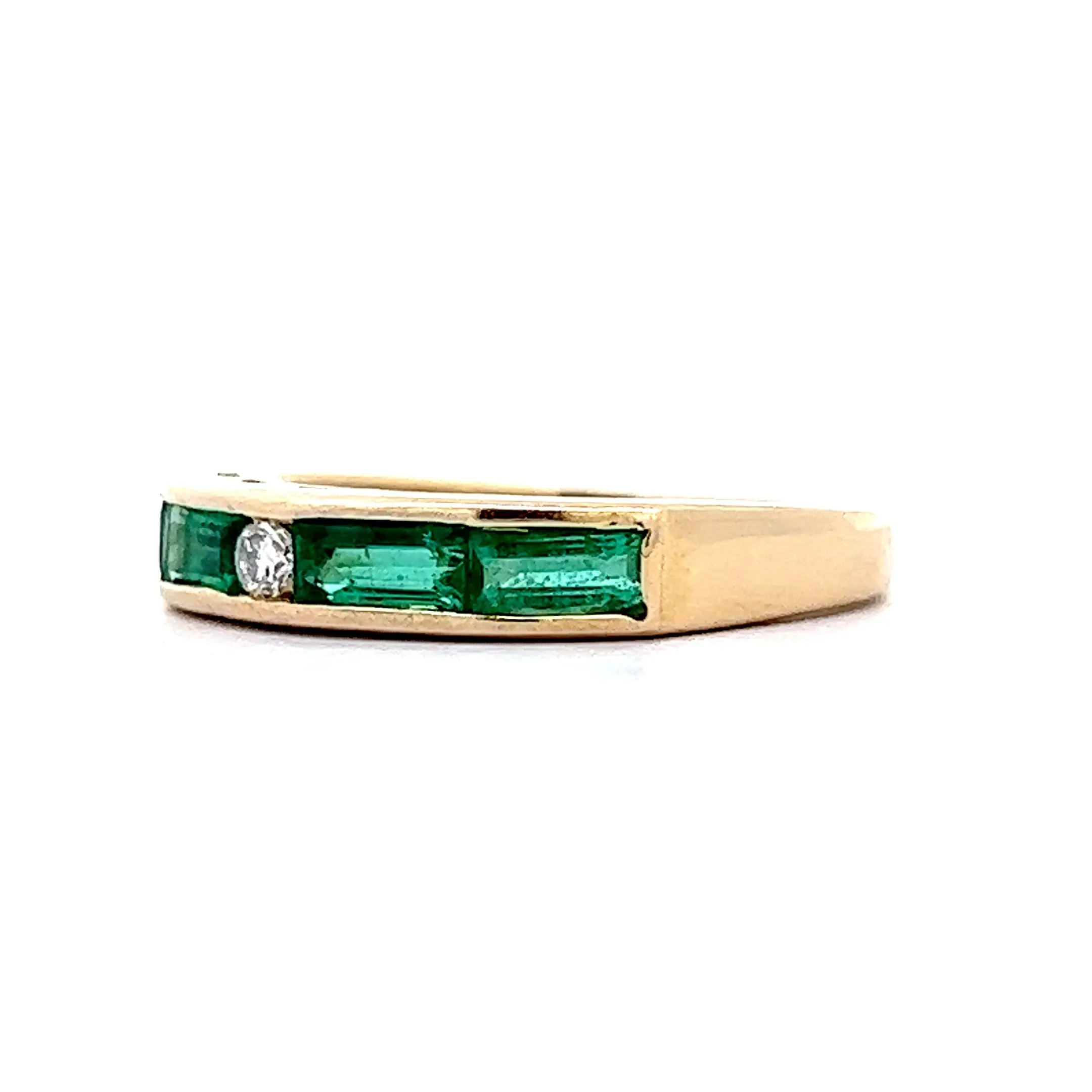 .80 Emerald & Diamond Stacking Band in 18k Yellow Gold