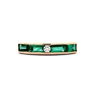 .80 Emerald & Diamond Stacking Band in 18k Yellow Gold