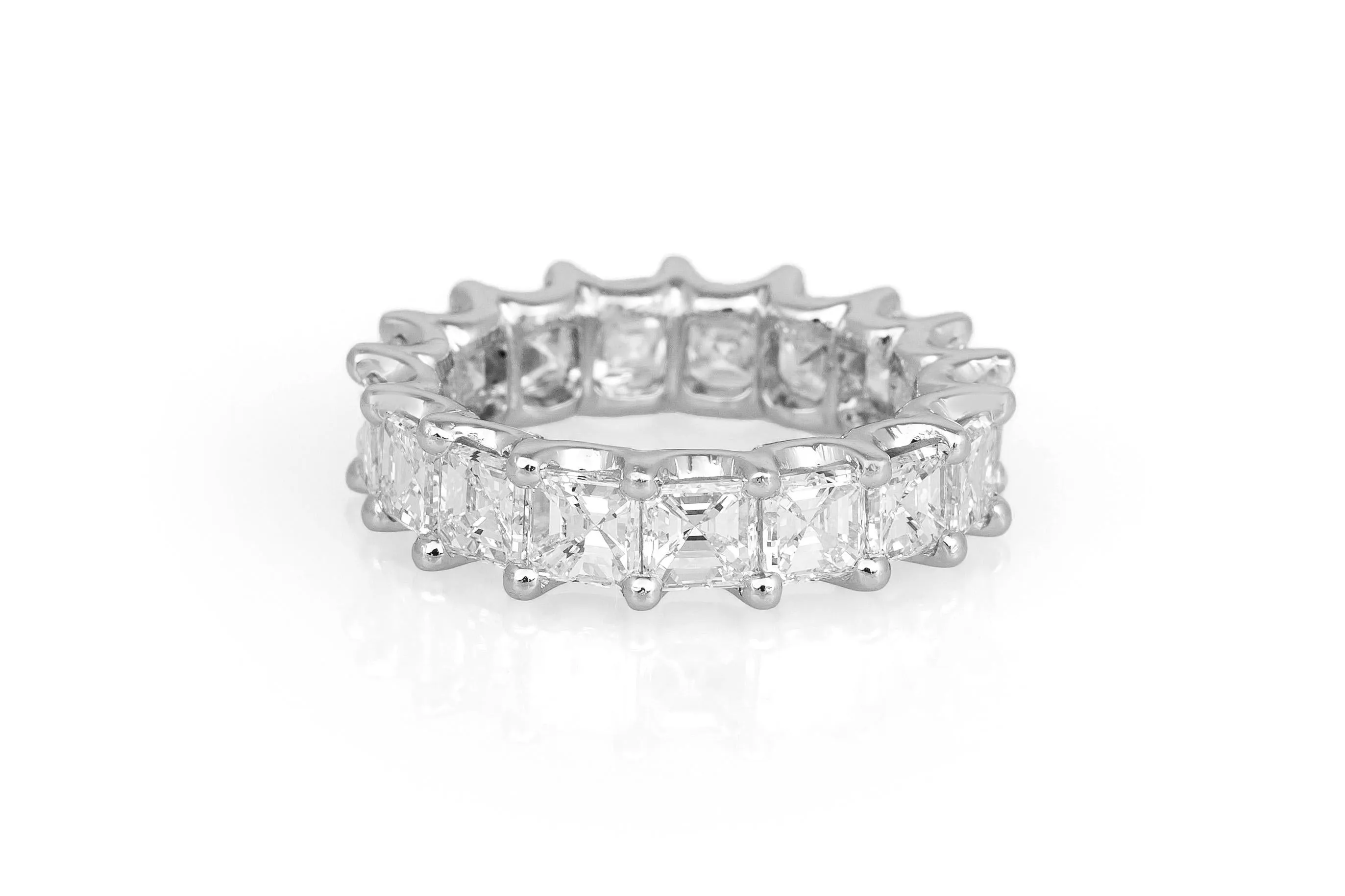 8.12 Carat Square Emerald Cut Diamond Eternity Band