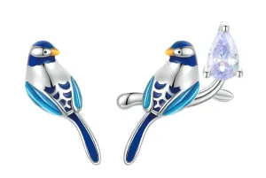 925 Sterling Silver Dainty Birds Earrings