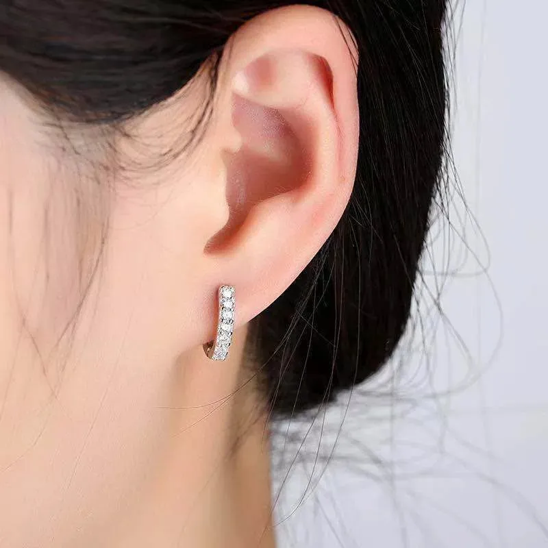 925 Sterling Silver Plated Crystal Huggie Hoop Earrings | Women’s Jewellery Gift for All Occasions