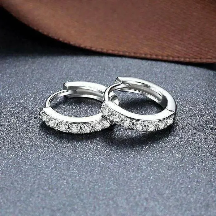 925 Sterling Silver Plated Crystal Huggie Hoop Earrings | Women’s Jewellery Gift for All Occasions
