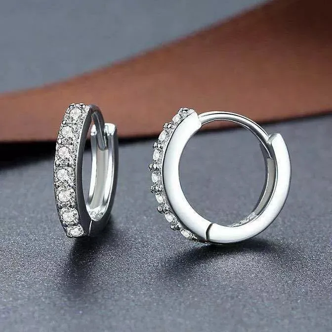 925 Sterling Silver Plated Crystal Huggie Hoop Earrings | Women’s Jewellery Gift for All Occasions