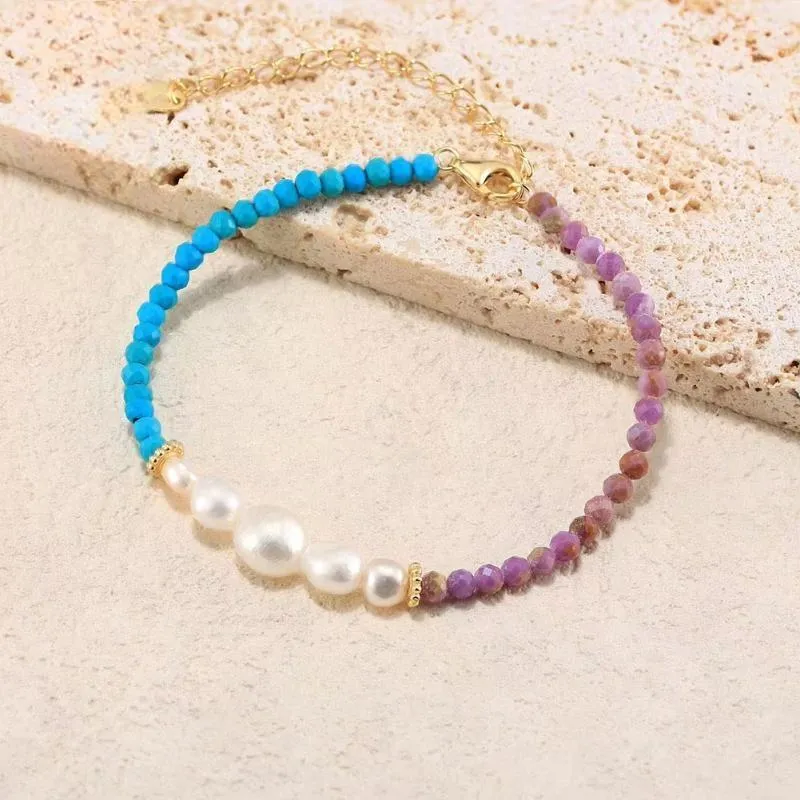 925 Sterling Silver Turquoise Necklace with Natural Pearls Choker Neck Chain for Women