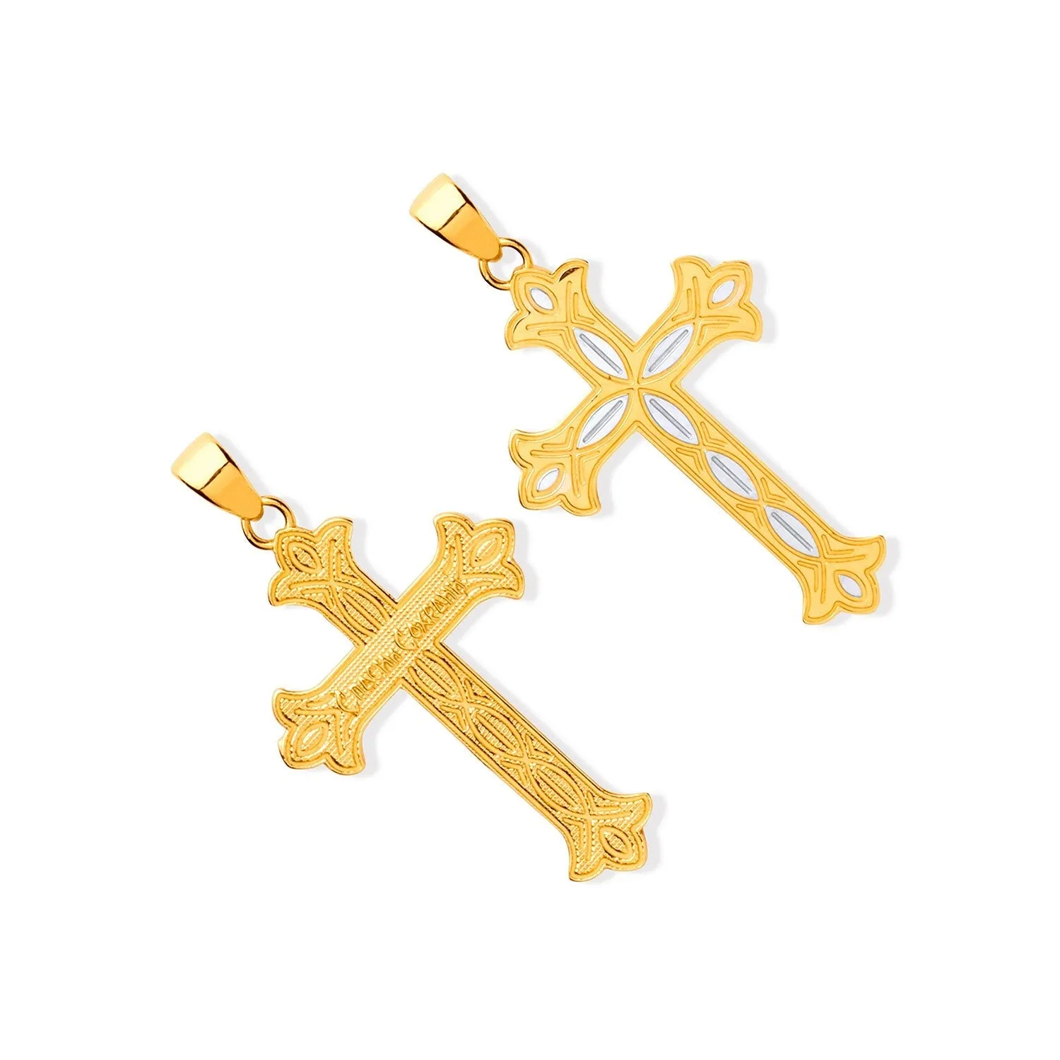 9ct 2 Tone Gold Cross Pendant Necklace 1.1g