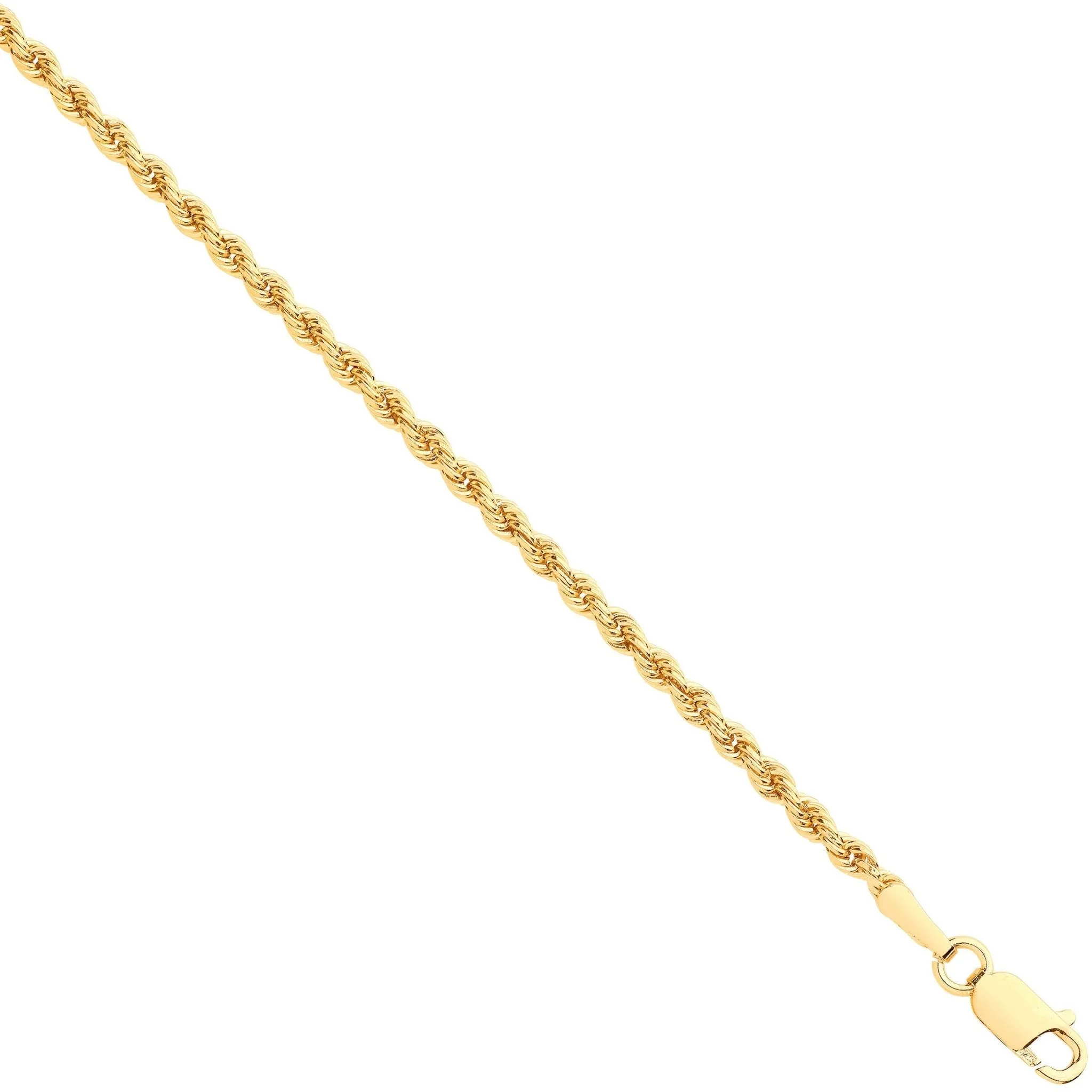 9ct Yellow Gold Hollow 2.0mm 20 Inch Rope Necklace 2.3g
