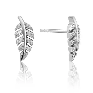 Achara Cubic Zirconia Leaf Sparkling Stud Earrings