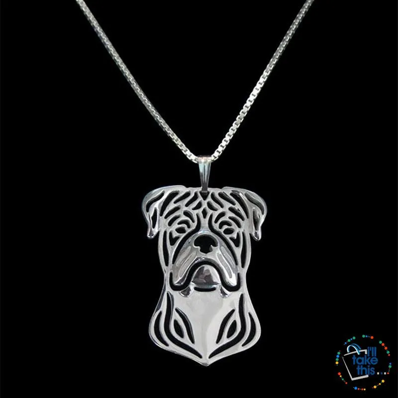 American Bulldog a unique designed Pendant in Silver, Gold or Rose Gold   BONUS Chain