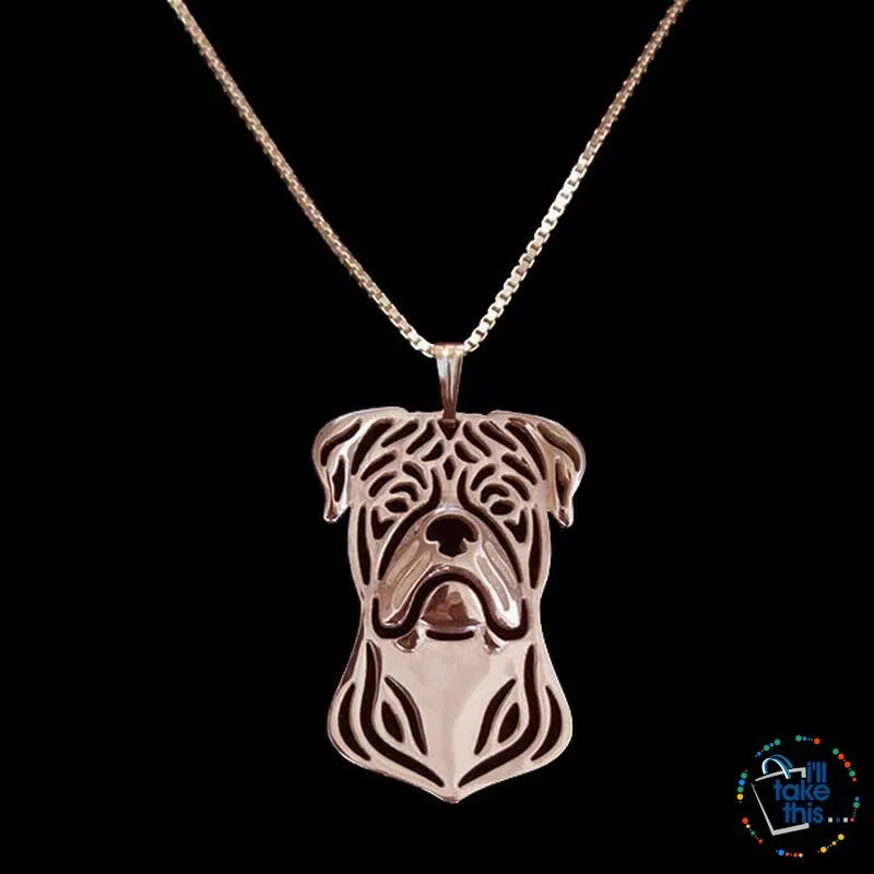 American Bulldog a unique designed Pendant in Silver, Gold or Rose Gold   BONUS Chain