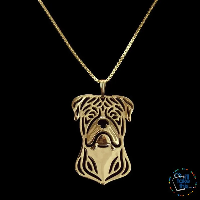 American Bulldog a unique designed Pendant in Silver, Gold or Rose Gold   BONUS Chain