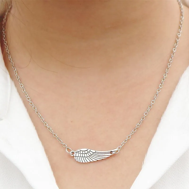Angel Wing Feather Pendant Necklaces
