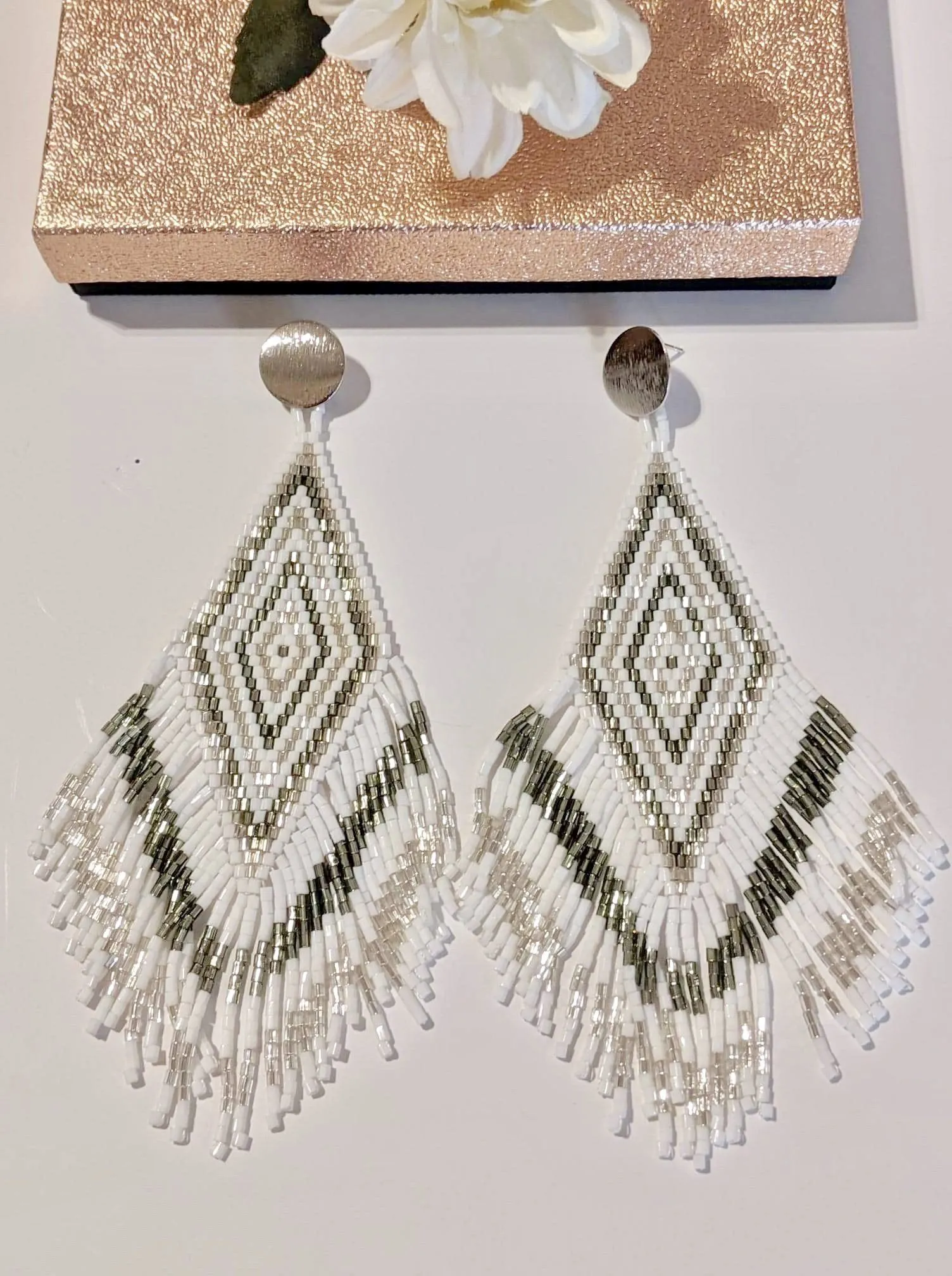 Anitha Beaded Earrings in Silver