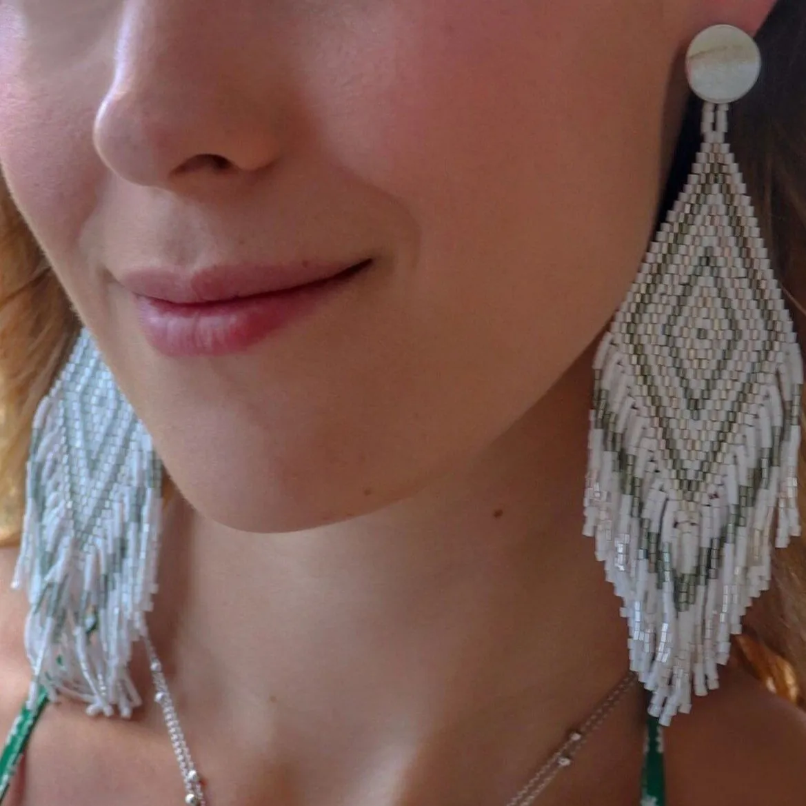 Anitha Beaded Earrings in Silver