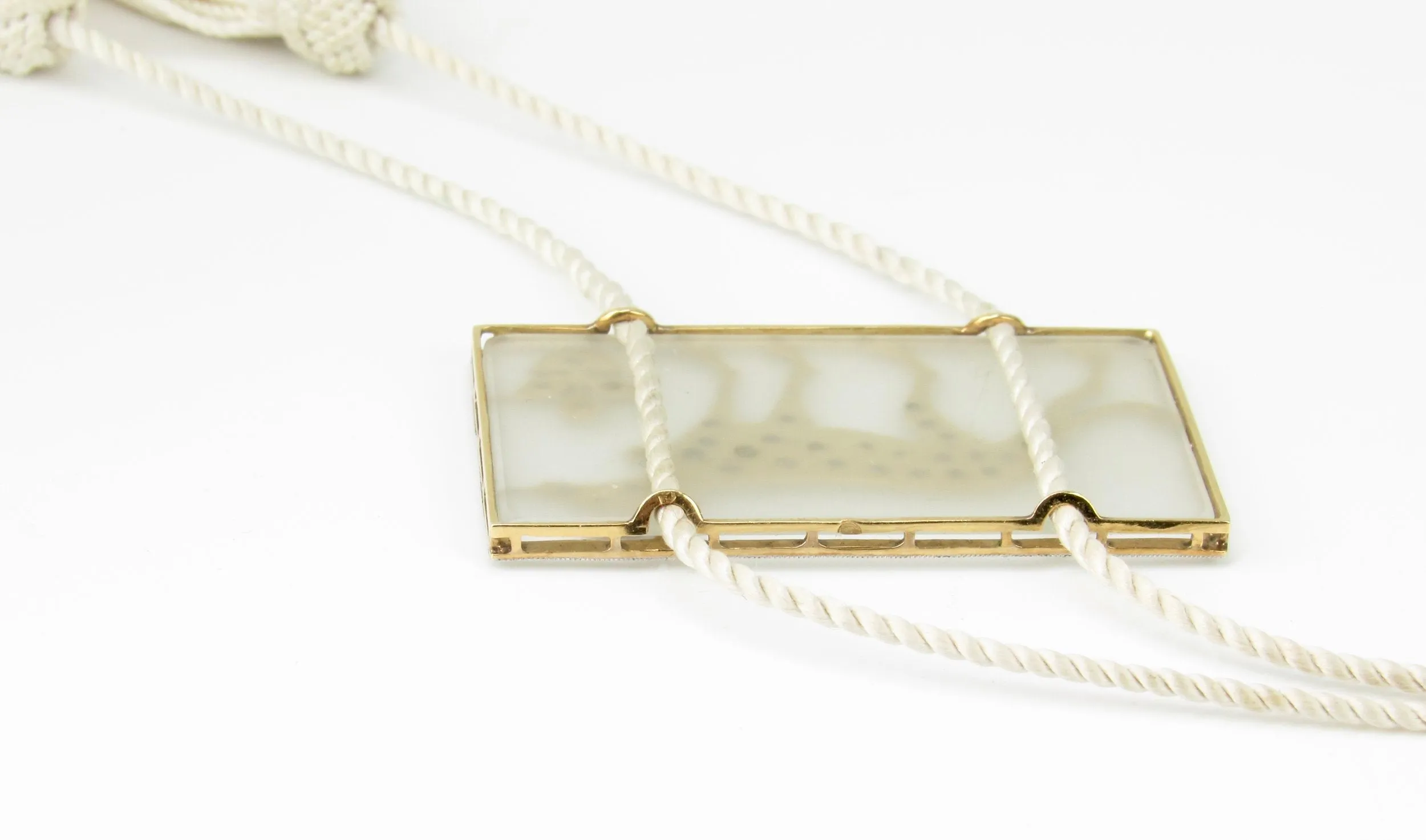 Antique French Art Deco Tassel Necklace with Diamond Greyhound - Signed