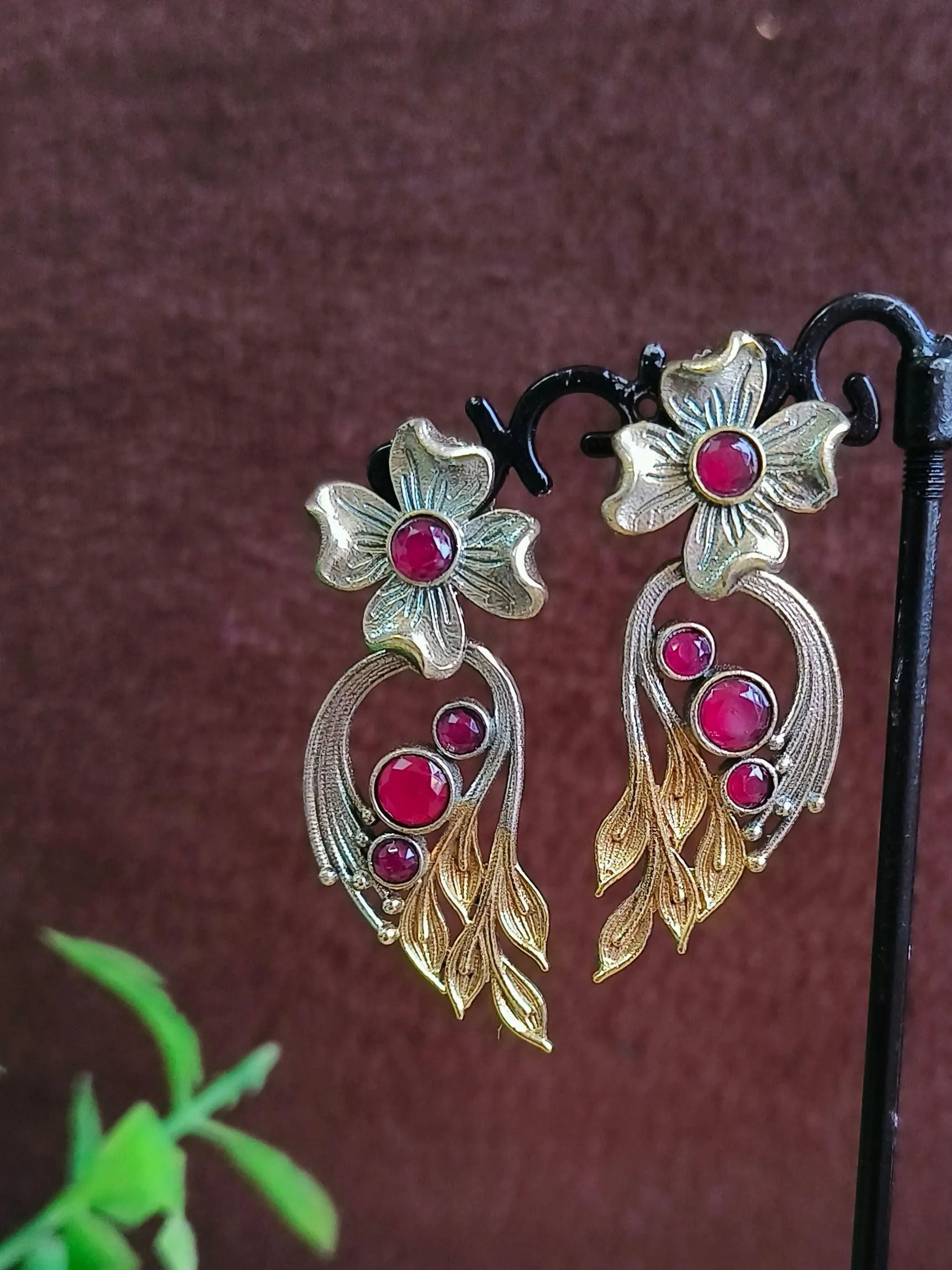 Antique Glow Oxidised Dangler Earrings | Sarichka