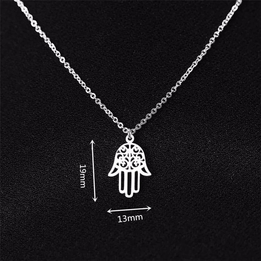 Arabic Lucky Hamsa Hand Pendant Necklace Women Men