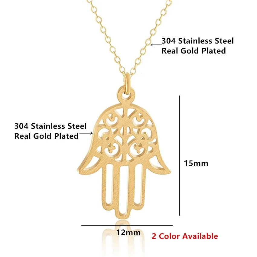 Arabic Lucky Hamsa Hand Pendant Necklace Women Men